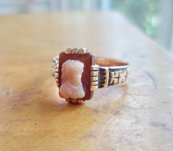 Antique 14K Cameo Ring Carnelian Cameo Ring Victor