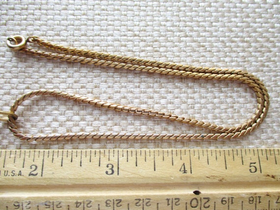 Vintage Glass Topaz Pendant Chain Necklace - image 9