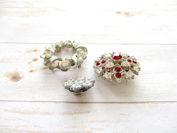 Vintage Rhinestone Silver Pot Metal Brooch LOT  - image 3