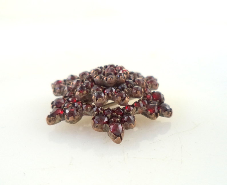 Antique Victorian Garnet Brooch Czech Garnet Pin Bohemian Garnet Pin Deep Red Garnets Antique Jewelry Antique Garnet Jewelry Victorian Pin