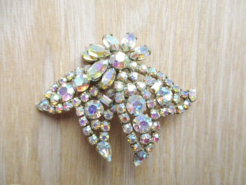 Signed SHERMAN AB Rhinestone Brooch Tulip Bells Tiered Rhinestone Sherman Jewelry