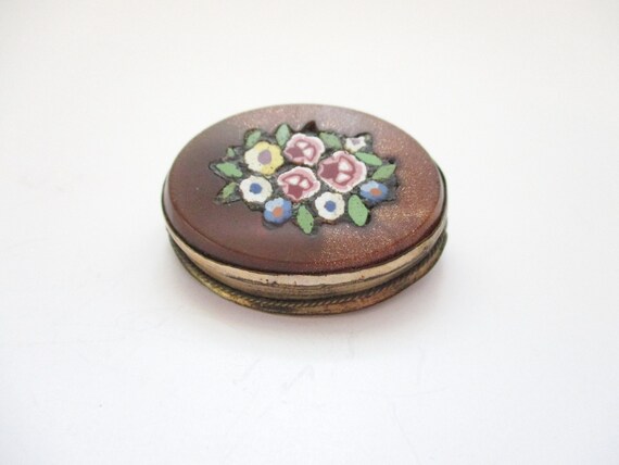 Antique Pietra Dura Goldstone Brooch Mosaic Glass… - image 6