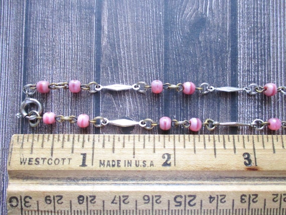 Antique Czech Pink Glass Bead Silver Ornate Link … - image 5