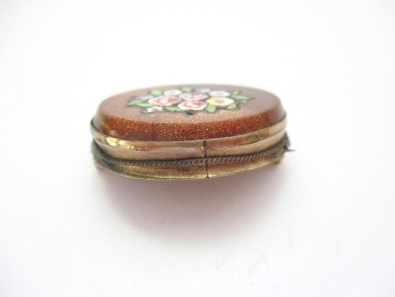 Antique Pietra Dura Goldstone Brooch Mosaic Glass… - image 4