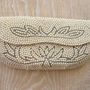 Bolso de mano vintage con cuentas pesadas y perlas sintéticas, fabricado en Japón