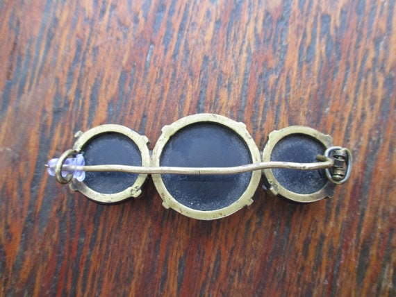 Antique Victorian Mourning Brooch Pin Faceted Bla… - image 4