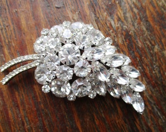Vintage Large Juliana Crystal Rhinestone Brooch Tiered Wedding Jewelry Special Event