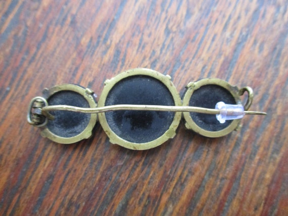 Antique Victorian Mourning Brooch Pin Faceted Bla… - image 6