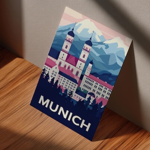 Munich Travel Poster Digital Download | Printable Germany Wall Art | Retro Bavarian City Print