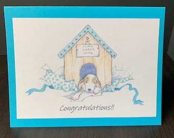 Congratulations, blank card, dog card, dog adoption
