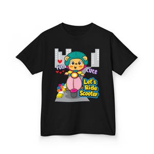 Bonita camiseta de scooter para niños: divertida camiseta de dibujos animados para niños y niñas, ideal para cumpleaños, celebraciones, juegos al aire libre y regalos.