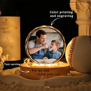 Personalized 3D Crystal Photo Portrait LED,Engraved 3D Crystal Photo With Light,Light up Crystal Photo,Father&#39;s photo crystal engraving gift