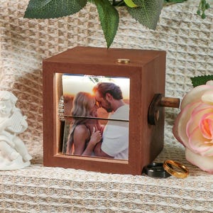 Custom Photo Flipbook Animation Box,Wooden Photo Book with Light,Anniversary Birthday Wedding Gift for Mom Unique Gift,for Couple Home Decor