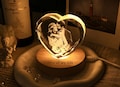 Personalized Heart 3D Crystal Photo Portrait LED, Engraved Crystal Photo With Light, Custom Crystal Photo Anniversary gift for him/her