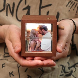 Custom Photo Flipbook Animation Box,Wooden Photo Book with Light,Anniversary Birthday Wedding Gift for Mom Unique Gift,for Couple Home Decor