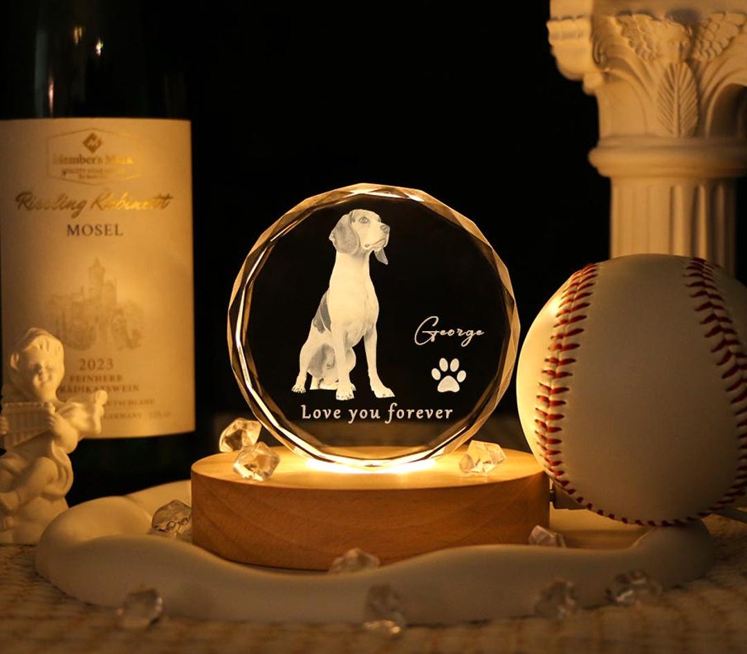 Custom 3D Crystal Pet Memorial Gift for Dog/cat, Personalized Crystal ...