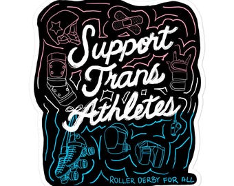 Support trans athletes roller derby sticker