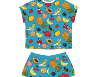 Fruity patooty Women's Pajama Set, Summer Sleepwear, Cute Lounge Outfit, Gift for Her, Tropical Pajamas, Cozy Nights LGBTQ