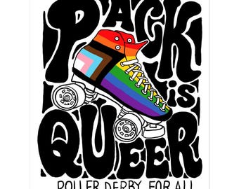Pack is Queer roller derby roller skating sticker