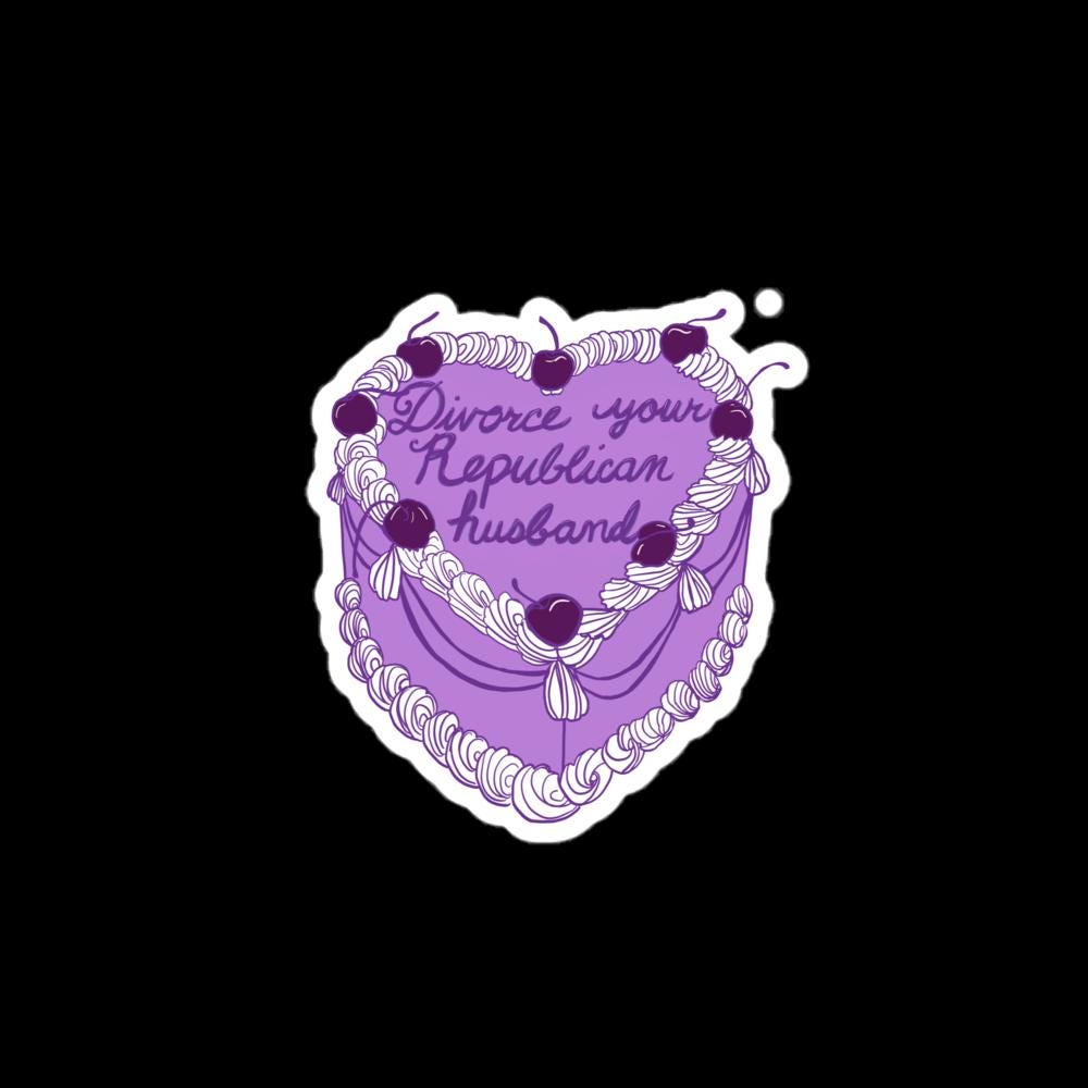 Divorce your Republican husband vintage heart Cake sticker