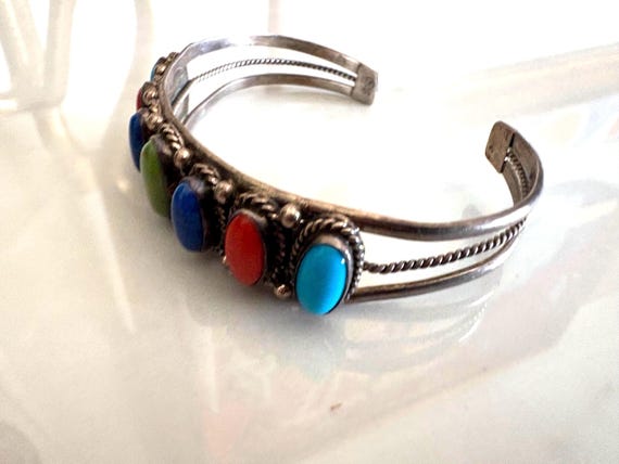 Sterling and Multi Gemstone Cuff - image 2