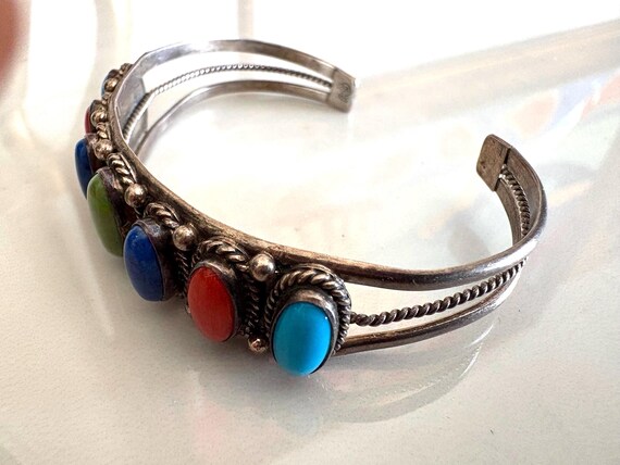 Sterling and Multi Gemstone Cuff - image 3