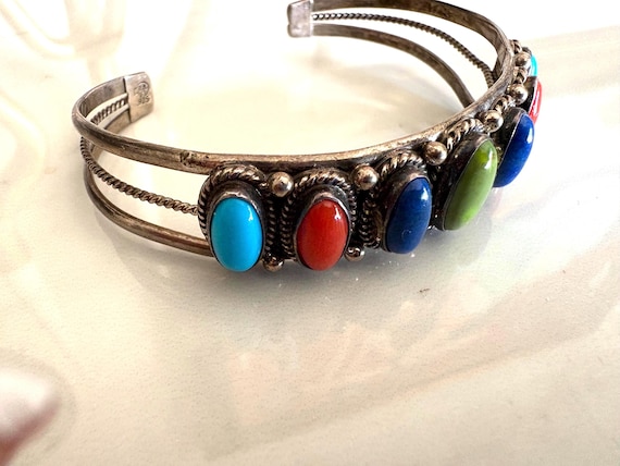 Sterling and Multi Gemstone Cuff - image 1
