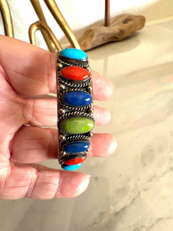 Sterling and Multi Gemstone Cuff - image 4