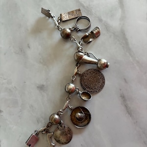 Sterling Mexican Charm Bracelet 7&quot;