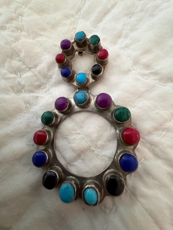 Taxco Multi Stone Sterling Pendant