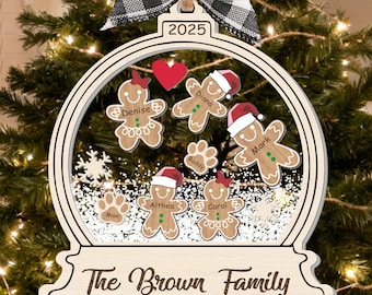 Personalized Gingerbread Family Christmas Ornament,4D Shaker Christmas Ornament, Custom Family Names 2025,Cookie Christmas Ornament Gift