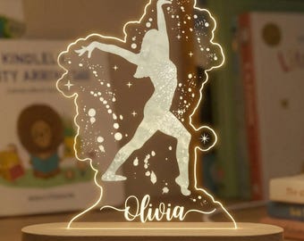 Personalized Dancer Night Light, Custom Ballet LED Lamp, Ballerina Name Light, Acrylic Bedside Lamp, Dance Recital Gift for Girls