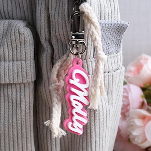 Personalized Acrylic Keychain,Custom Name Keychains,Lunchbox Name Tag, Acrylic Name Tag,Retro Name,Backpack Name Tag,Diaper Bag tag