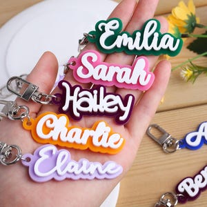 Personalized Acrylic Keychain,Custom Name Keychain ,Acrylic Name Tag, Backpack Name Tag,Kids Name Tag ,Lunchbox Tag,Retro Name Tag