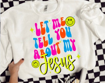 Neon Christian Shirt Design PNG, Jesus Sublimation (Digital Download)