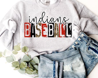 Indians Baseball Mascot, School Shirt Design (Digital PNG)