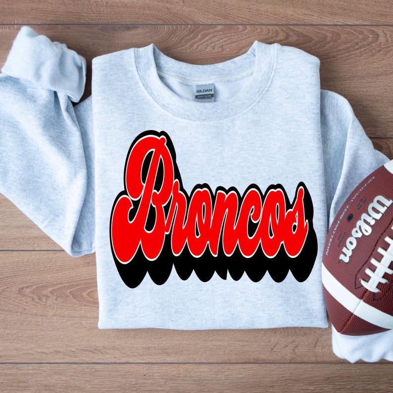 Broncos Varsity Red & Black High School Mascot, Retro Broncos Mascot ...
