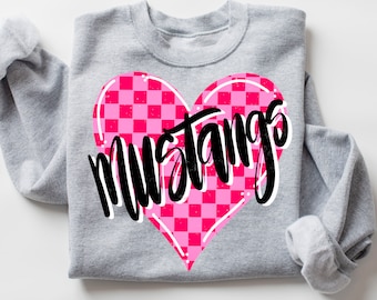 Mustangs Valentine Mascot shirt design, Valentines day png, Valentine digital design for dtf or sublimation, Valentine’s Day png