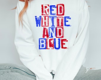 4th of July Shirt Design, Red White Blue PNG (Digital Download)