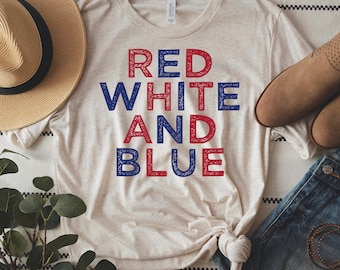 4th of July Shirt Design, Red White and Blue (PNG File)