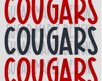 Cougars Mascot PNG, School Spirit Shirt Design (Digital Download)