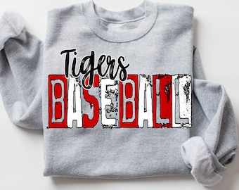 Tigers Baseball Red and white High School Mascot, Baseball Mascot 300 dpi, School Mascot digital design shirt design