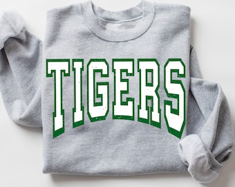 Tigers High School Mascot, Tigers Mascot 300 dpi png file, Green and White Tigers School Mascot digital design shirt png design