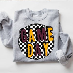 Game Day Gold & Maroon Retro Mascot design for High School Mascot, 90s style Varsity School mascot digital design, 300 dpi png shirt design