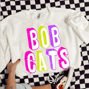 Neon Bobcats Varsity mascot design for High School Mascot, School mascot custom digital design, 300 dpi png shirt design Neon school mascot