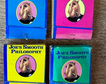 Lot of 4 Joe Camel Vintage Matchbooks - Joe's Smooth Philosophy - 1992 Matches - Cigarette Branding - Humor