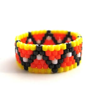 Candy Corn Seed Bead Ring: Halloween Zig Zag Novelty Gift