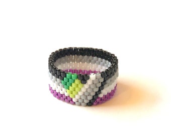 Gender Identity Ring - Aromantic Heart on Asexual Band  - AroAce - LGBTQIA