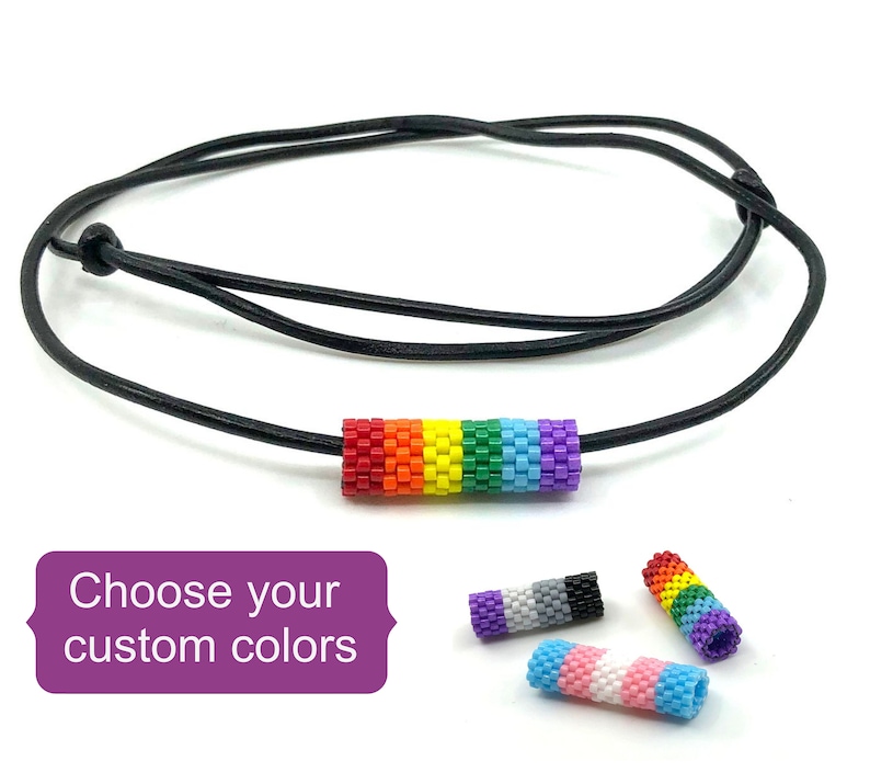 Custom Pride Choker Necklace - Choose Your Pride Flag - Buy Necklace or Beaded Tube - LGBTQ+ SAGA 