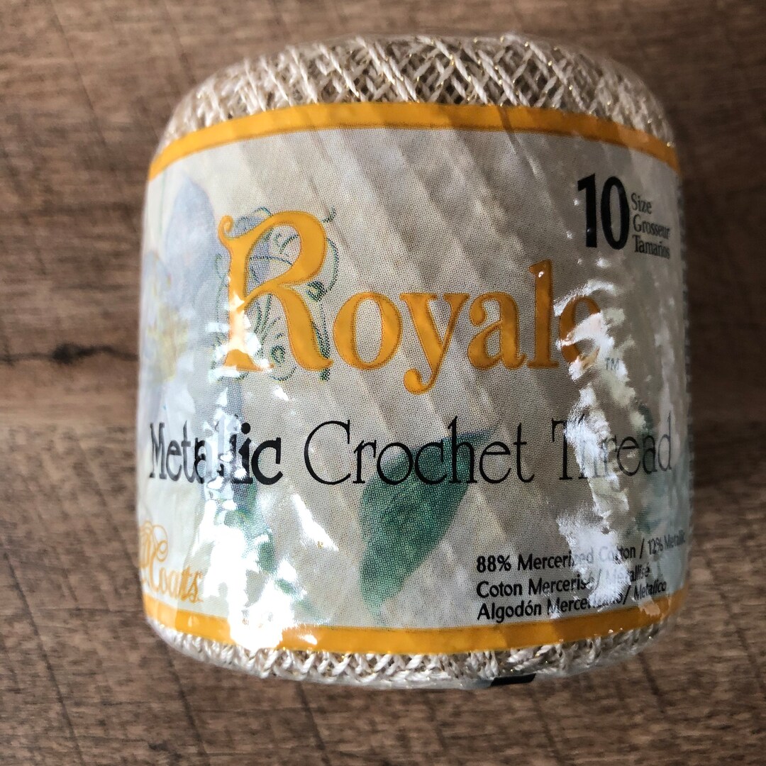 Royale Metallic Crochet Thread Size 10 Natural Gold 100 Yards Made in